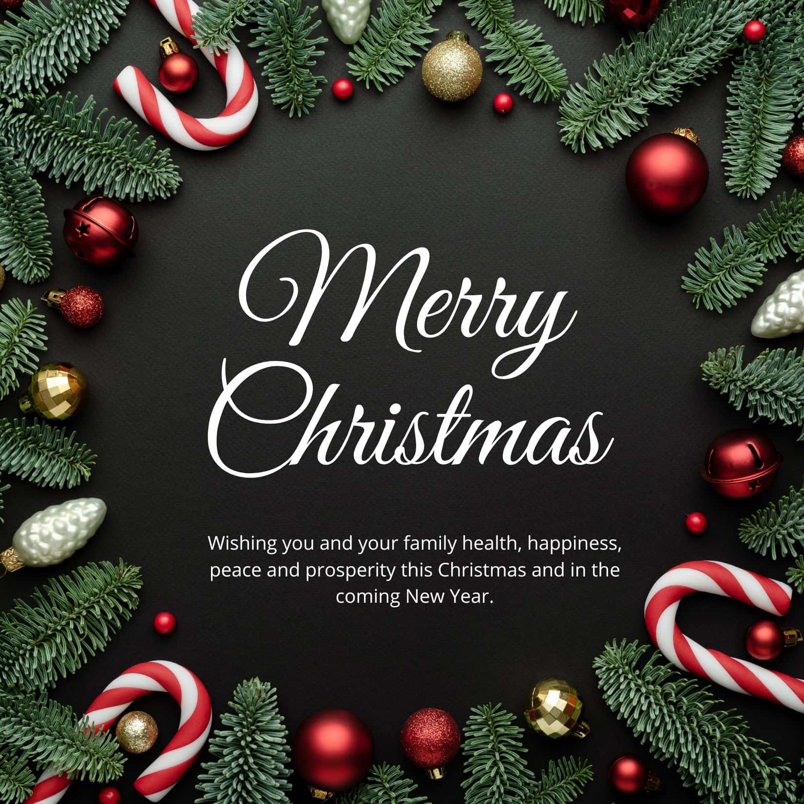 Wishing you and your family health, happiness, peace, and prosperity this Christmas!